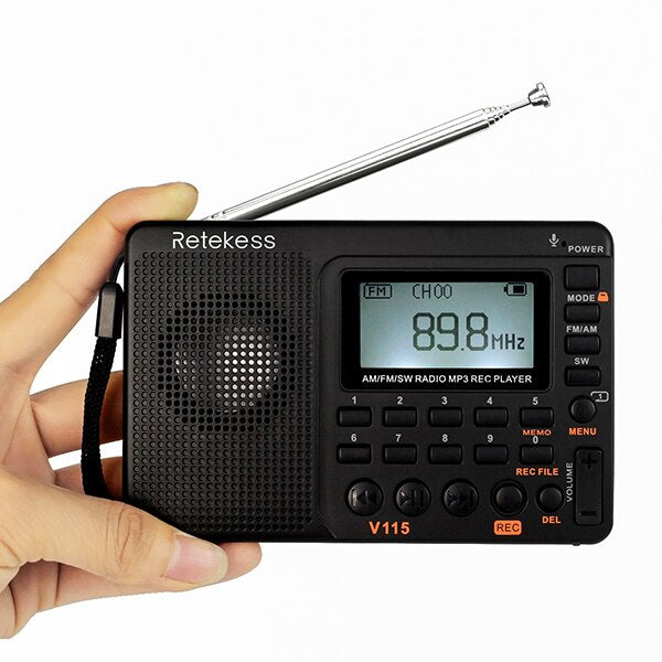 Rádio Portátil AM, FM e SW com Bateria Recarregável